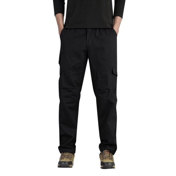 Ketyyh-chn99 Mens Cargo Pants Relaxed Fit Casual Joggers Pants Work Wear Combat Safety Cargo with Pocket Full Pants Black,XL