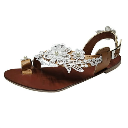 

Wmkox8yii Summer Womens Lace Flower Open Toe Casual Shoes Flats Comfortable Roman Sandals