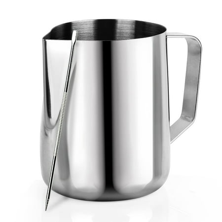 

WOVTE Milk jug milk frother jug 600ml milk jug stainless steel with latte art pen for making cappuccino latte mocha