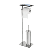 Toilet Paper Holder Stand, Free Standing Toilet Paper Holder with Shelf for Bathroom, Stainless Steel Be Nickel Toilet Tissue Holder with B an Holder Set, Weighte Base