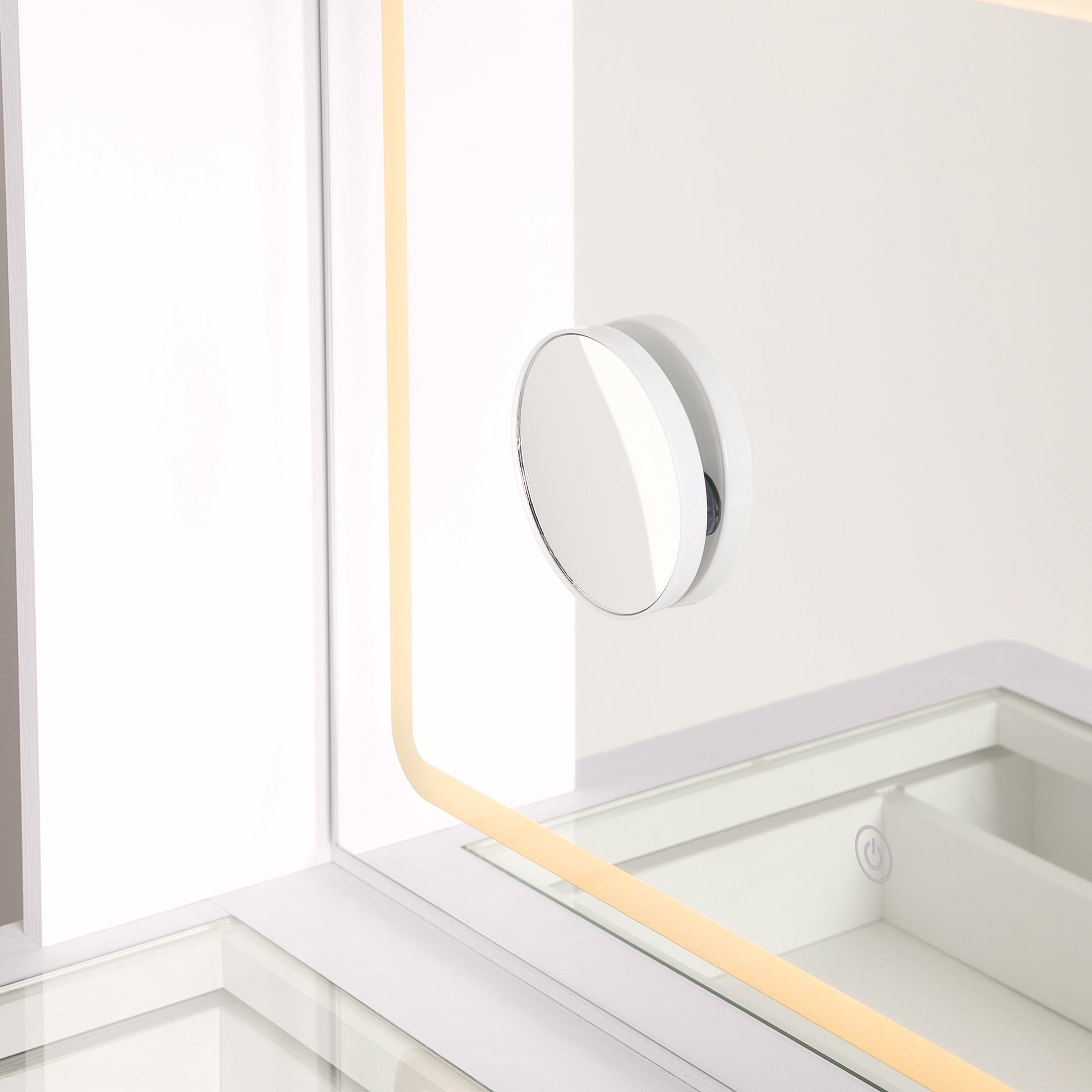 Better Homes & Gardens Lillian Vanity Desk with LED Lighted Mirror, White Finish