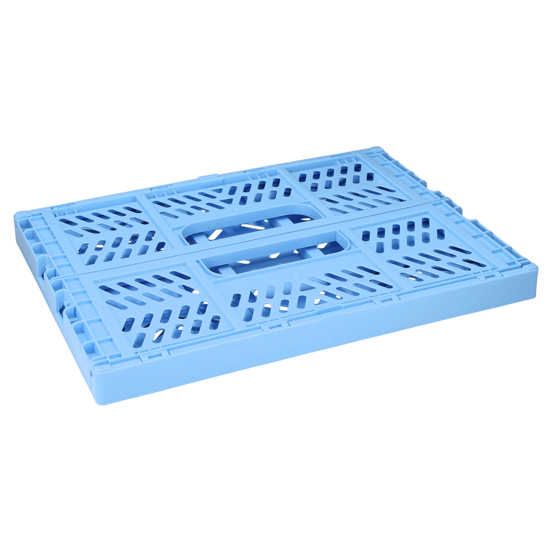 Pen+Gear Small Plastic Collapsible Crate, Blue, 11.41 in x 8.26 in x 4.72 in