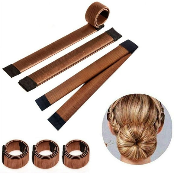 3PCS Hair Bun Accessories Hair Bun Maker Tool, Fashion Bun Shapers Donut Bun Maker Hairstyle,colour brown