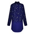 thumbnail image 4 of Ydkzymd Womens Dark Blue Long Sleeve Shirt V Neck Flower Long Sleeve Tshirt Women L Petite Turtleneck Floral Tops Casual Tie Dye Athletic Blouses, 4 of 5