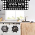 thumbnail image 4 of Black White Plaid Laundry Room Curtain Valance 54W x 18H Rod Pocket Checkered Buffalo Wash Dry Fold Repeat Window Treatment for Living Room Bathroom, 4 of 6
