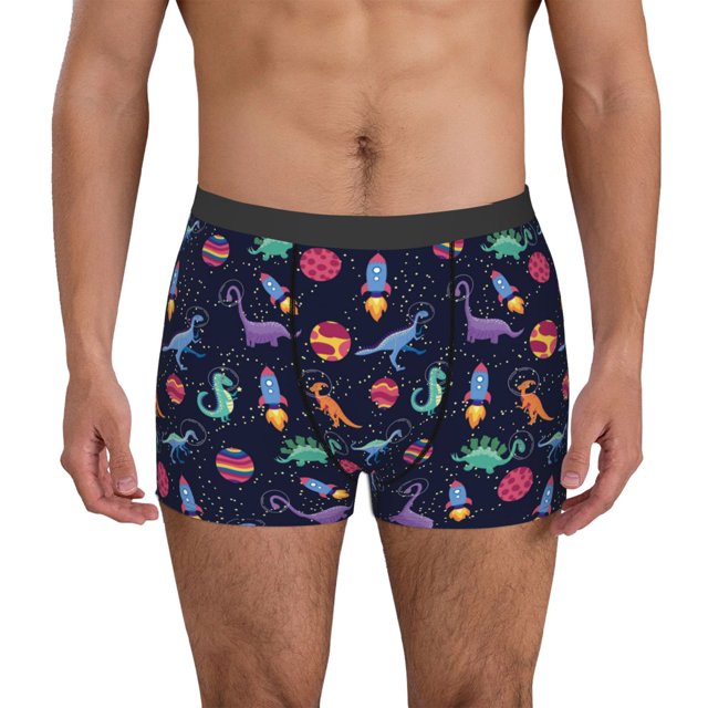 Fotbe Space Dinosaur Calzoncillos Tipo Boxer con Bolsa de Soporte Total para Hombre, X-Temp Fresco, Transpirable y de Secado Rápido-Medium