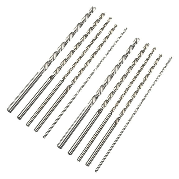10Pcs Extra Long HSS High Speed Steel Drill Bit Set for Wood, Aluminum, Plastic - 2mm to 5mm