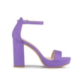 thumbnail image 3 of BLISSFUL STEP Women's Shoes Faux Suede High Chunky Heel Platform Ankle Strap Open Toe Sandals Purple 6, 3 of 7