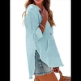 thumbnail image 3 of Sudadera con Capucha para Mujer, de Larga, Cuello en V y Bolsillos, para Playa Azul XXL, 3 of 8