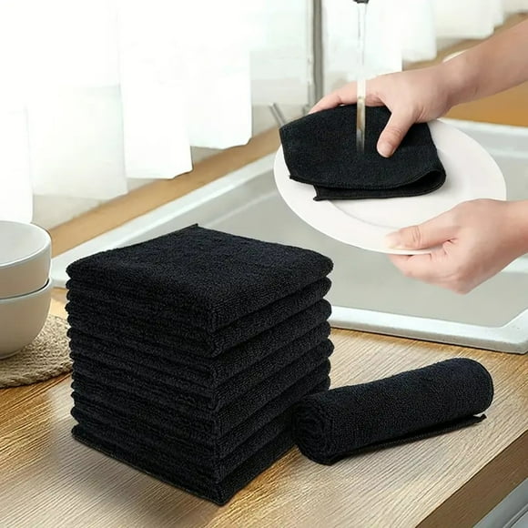 Under 10,Dish Cloth Microfiber Rag - Kitchen Scouring Pad, Multifunctional Car Cleaning Rag for Household Use, | Polyester, Black-530 $BS$3
