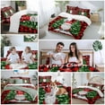 thumbnail image 5 of Christmas Gnome 4 Piece Duvet Cover Set Twin Size Red Xmas Dwarfs Pine Trees Black Red Plaid Soft Bedding Set Comforter Cover, 1 Duvet Cover 1 Flat Sheets and 2 Pillowcases, 5 of 9