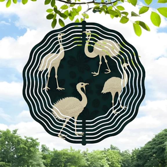Elegant Metal Hanging Wind Spinners with Stylized Birds in Circular Pattern - Minimalistic Garden Decor for Yard and Outdoor Spaces