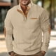 thumbnail image 1 of pstuiky camisa de manga larga para hombre, Blusa de manga larga con botones y cuello redondo de color liso para hombre Tops casuales para hombres s, 1 of 6