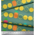 thumbnail image 2 of Soimoi Green Rayon Fabric Pine & Lemon Slices Fruits Printed Fabric 1 Yard 42 Inch Wide, 2 of 5