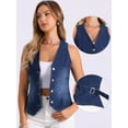 thumbnail image 2 of DARING DIVA Women's Button Down Jean Waistcoat Fashion Jacket M Dark Blue, 2 of 6