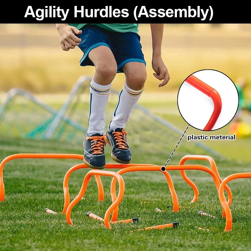 Speed & Agility Ladder Training Equipment Set, Includes 20ft Agility Ladder, 4 Agility Hurdles,12 Disc Cones, 1 Resistance Parachute For Training Football Soccer Basketball Athletes