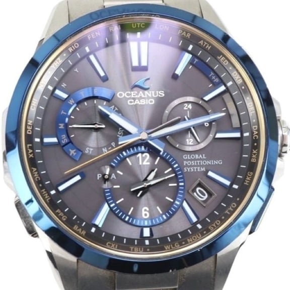 Pre-Owned CASIO Oceanus OCWG1100TG-1AJF Men's Analog Watch (Black, Blue, Silver, Titanium)
