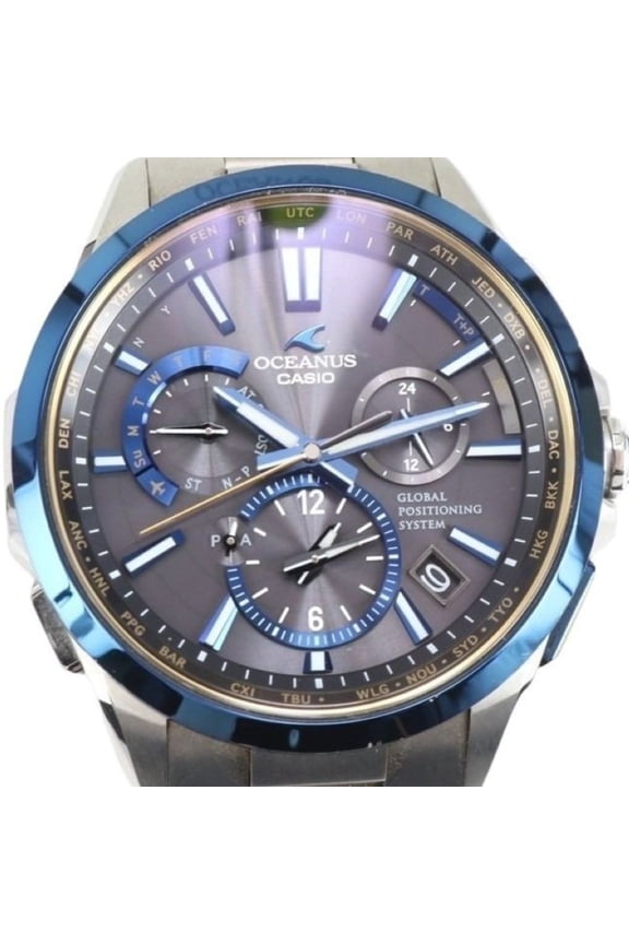 Pre-Owned CASIO Oceanus OCWG1100TG-1AJF Men's Analog Watch (Black, Blue, Silver, Titanium)