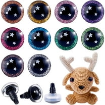 100pcs 20mm 3D Glitter Safety Eyes 10 Colors Crochet Eyes Amigurumi Eyes with Eyelid Stuffed Animal Eyes Large Craft Eyes with Bowl Washers
