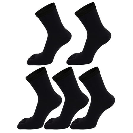 

Men Toe Socks Cotton Athletic Running Ankle Five Finger Crew Sock Size 7-11 (8007-Black 5 pairs Men shoe size: 7-11)