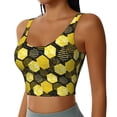 thumbnail image 2 of Xecao Geometric Pattern with Bee for Sports Bra with Removable Pads, Crop Tank Top Design, Women's Longline Sports Bra - Non-Wired - XX-Large, 2 of 9