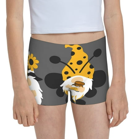 Pofeuu Bee Gnome With Sunflower Print Soft Cotton Girls Boyshort panties Toddler Underwear-XX-Small