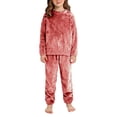 thumbnail image 2 of LIJCC Boys' Girls' Coral Fleece Clothes Set Sweatshirt Top and Pants Winter Warm Soft Fuzzy Homewear Sleepwear Tops(Watermelon Red,9-10 Years), 2 of 4