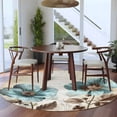 thumbnail image 4 of Spring Floral Vintage Round Rugs 8ft, Retro Teal Tulips Botanical Summer Non Slip Washable Rug Runner, Low Pile Indoor Floor Carpet Mat Bathroom Rugs for Living Room, Bedroom, Kids Room, 4 of 9