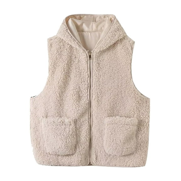 FDGIU Women's Polar Fleece Vest - Lightweight Zip Up Sleeveless Jacket, Casual Oversized Winter Top