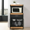 thumbnail image 3 of Pemberly Row Wood Microwave Kitchen Cart with Open Storage in Black Beech, 3 of 5