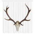 thumbnail image 3 of Ambesonne Deer Shower Curtain, Antlers Skeleton Hunter, 69"Wx84"L, Brown and Beige, 3 of 5