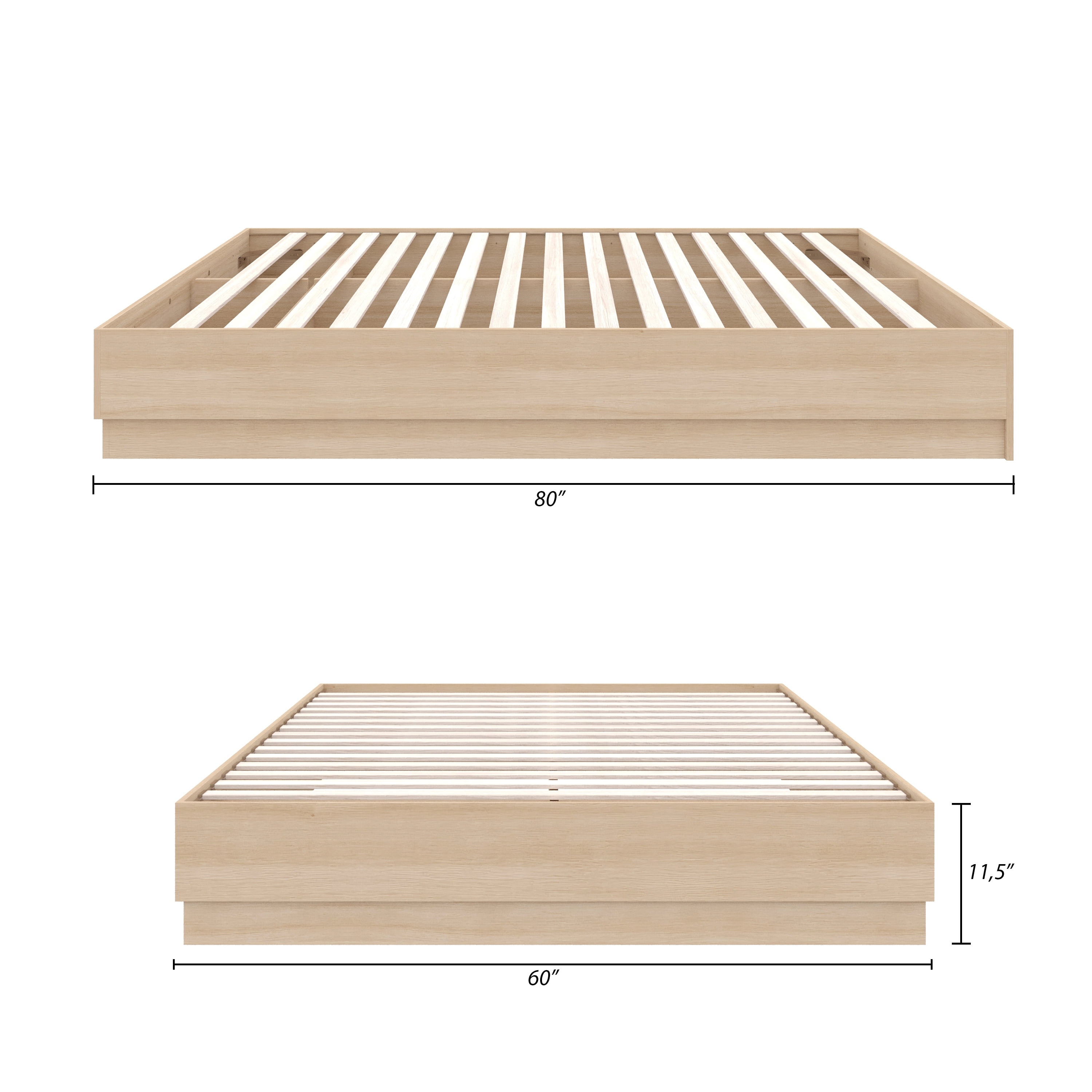 Nexera Milano Full Platform Bed Frame, Natural Blonde Oak