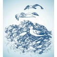 thumbnail image 3 of Ambesonne Coastal Duvet Cover Set, Seagull Mountain Sketch, 2-Calking, Blue White Navy, 3 of 7