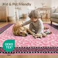 thumbnail image 4 of ODIKA Pink Cheetah Leopard Print Zebra Stripe Border Spotted Bold Motif Non-Slip Flatwoven for Living Room, Under Sectional, Family, 4 of 7