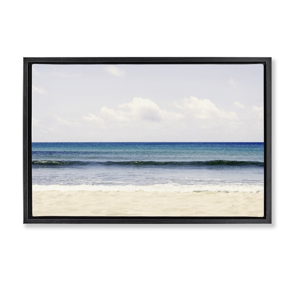Stupell Industries Summer Seaside Escape Black Framed Floater Canvas Wall Art, design by Gemma Bardot