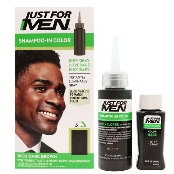 Just For Men Shampoo-in Gray Hair Color, Rich Dark Brown, H-47