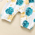 thumbnail image 4 of Gibobby pantalones siameses de pierna ancha Mono de verano para niñas pequeñas, mono con estampado de hojas con volantes para niños, mono de un hombro(Blanco， 3-6 Meses), 4 of 5