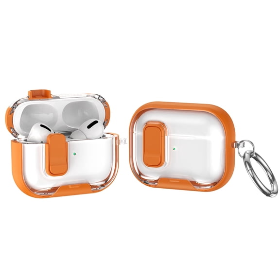 Rugged Case for AirPods Pro 2, HD Clear & Contrast Color Design Shockproof Cover for Airpods Pro 2nd Generation 2022 with Switch and Carabiner