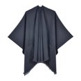 thumbnail image 6 of Cape Shawl for Women Elegant Solid Open Front Wrap Simple Double Sided Poncho Cover Up Dressy Party Travel Office Leisure Layering Cloak with Split Hem, 6 of 6