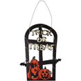 thumbnail image 1 of Adorno colgante de lápida sepulcral de Halloween con luces de cadena LED Pared de cartel de bienvenida de madera de Halloween Sincero Electrónica, 1 of 5