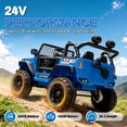 thumbnail image 3 of 24V 2 Seater Ride on Toys for Kids, Powered Ride on Car with Remote Control, 4 Wheel Suspension, Bluetooth, Music, LED, Dual 200W Motors, Soft Start, Electric Car for Big Kids Girls Boys 3-8, Blue, 3 of 10