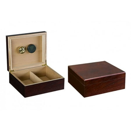 Chardonnay Desktop Cigar Humidor - Authentic Dark Walnut Finish - Capacity: 25 to (Best Home Cigar Humidor)
