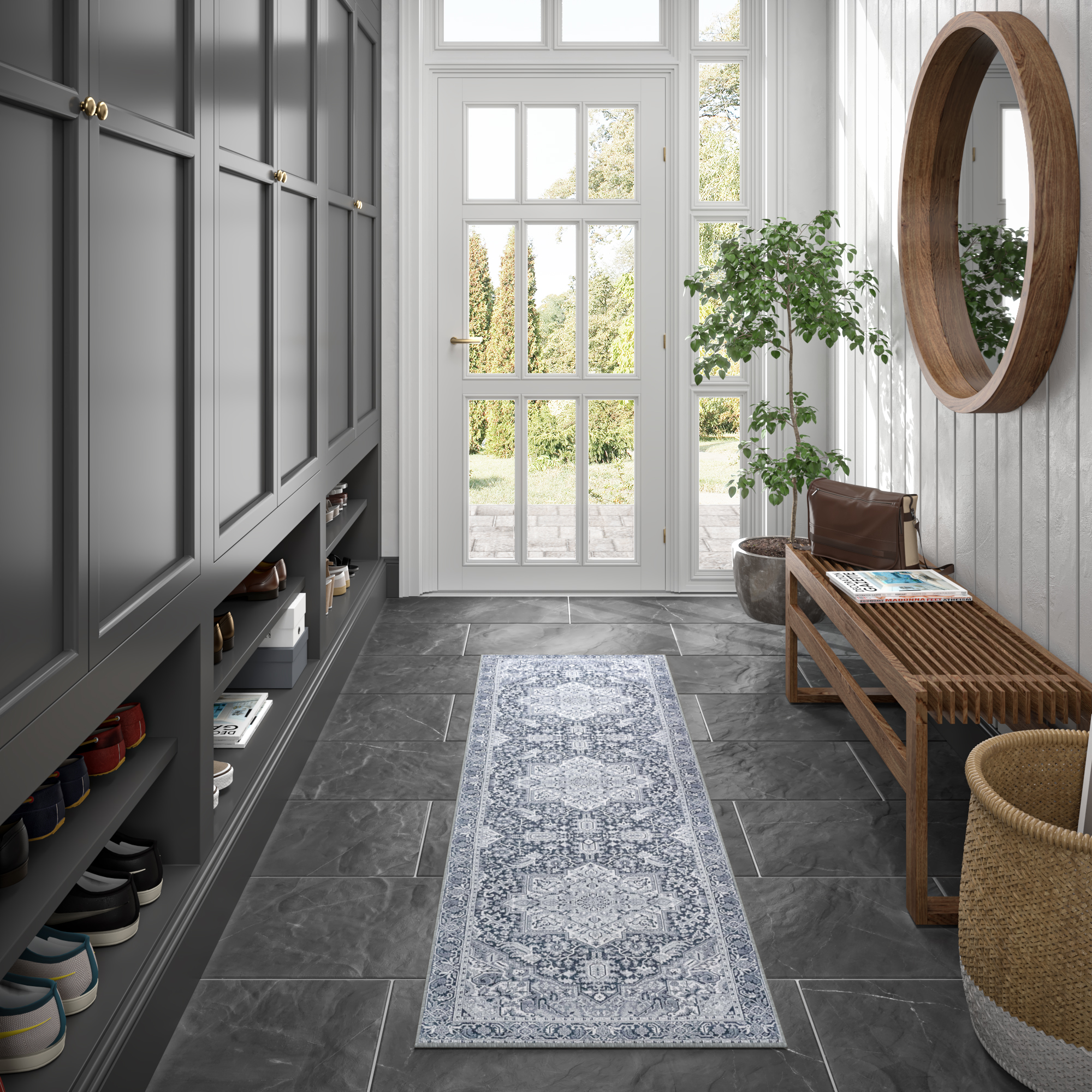 2x8 Modern Gray Runner Rugs for Hallway | Indoor Entry, Entryway, Walkway or Kitchen Rug 2'3'' x 7'3''