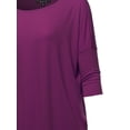 thumbnail image 4 of A2Y Women's Oversized Crew Neck 3/4 Sleeve Side Pockets Drop Shoulder Boxy Top Plum 1XL, 4 of 6