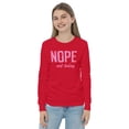 thumbnail image 2 of Nope Not Today Kids’ Long Sleeve Graphic T-Shirt – Funny Cotton Casual Tee (Red, M), 2 of 4