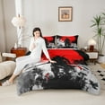 thumbnail image 4 of jejeloiu Japanese Samurai Queen Comforter Set,Gray Splashing Ink Bedding Sets,Red Moon Bedding Comforter Set For Adults,Microfiber Bedroom Decor Reversible,3-Piece, 4 of 8