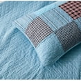 thumbnail image 5 of Chezmoi Collection 3-Piece Cotton Patchwork Quilt Set, Solid Plaid Multi Striped Lightweight Reversible Bedspread Set Queen Size, 5 of 7
