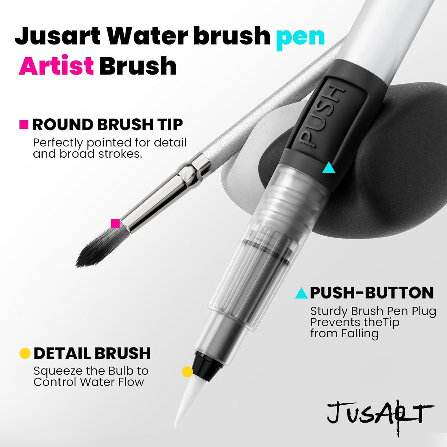 JusArt 50 Colors Watercolor Paint Set,Art Supplies with Metallic Color, Detail Painting Brushes, Water Brush Pens, Portable Travel Painting Kit for Artists, Professionals, Adults