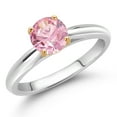 thumbnail image 2 of Gem Stone King 1.50 Ct Round Pink Zirconia 10K White and Yellow Gold Solitaire Engagement Ring (Size 9), 2 of 4