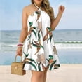 thumbnail image 4 of Robes Dos Nu pour Femmes Imprimé Bandage Mini Robe Sans Manches Décontractée Ample Été Fluide Plage Robe Courte, 4 of 7